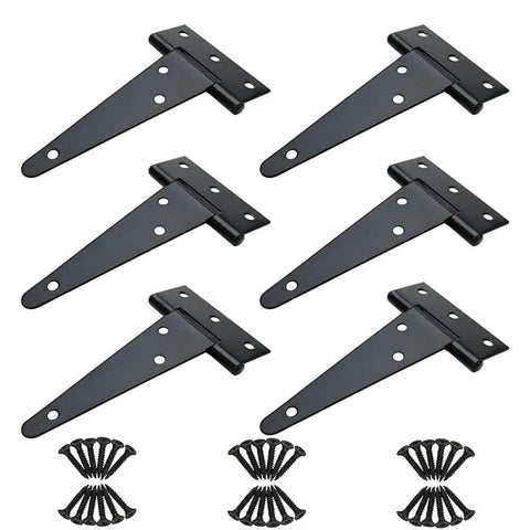 4 Inch T Strap Hinges Heavy Duty Tee Hinge Set For Wooden Fences Gates Barn Doors Yard Doors And Outdoor Gates 6 Pieces With 36 Screws