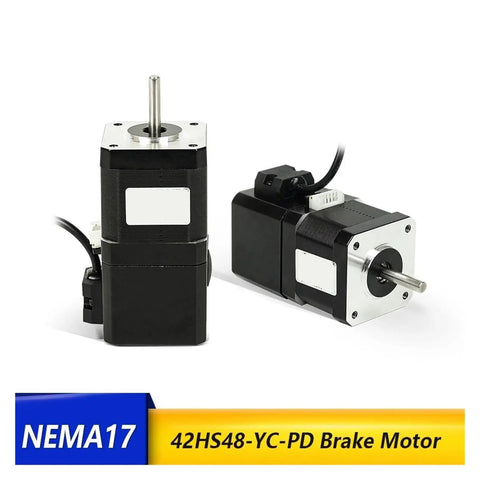 Two black NEMA17 stepper motors with silver front plates and drive shafts.
