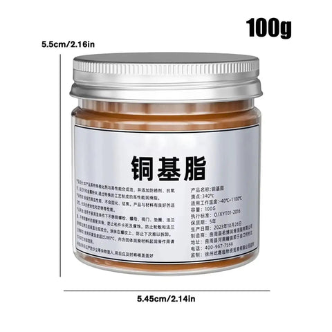 Copper Based Anti Seize Grease 100g waterproof long lasting paste jar with measurements for brake bolts and threaded parts
