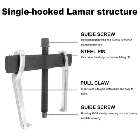 Diagram showing the single-hooked Lamar structure of the 14 Inch Two Jaw Gear Puller Set With Adjustable Chrome Vanadium Steel Construction.