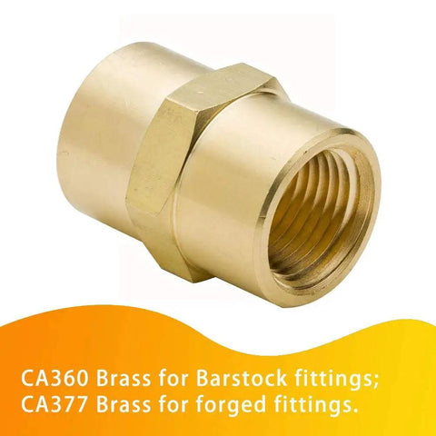 Brass 1/8 Inch NPT Female To Female Straight Pipe Coupling Fitting Pack Of 2 For High Pressure Systems SAE Dryseal Threads CA360 CA377 Brass