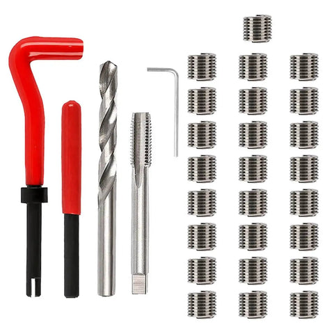 30Pcs M6 x 1.0mm Thread Repair Inserts Kit For Auto Repair, Stainless Steel Helicoil Set With Drill Bit, Tap And Wrench
