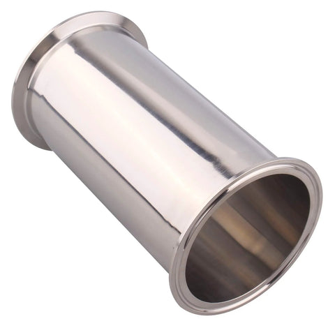 DERNORD sanitary spool tube, stainless steel 304 seamless round tubing with 4-inch tri-clamp ferrule flange, 8-inch length