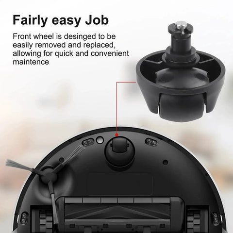 Front Caster Wheel Replacement For Mova L300 L600 And Dreame D9 L20 Ultra X30 Ultra L40 Ultra X40 Master L10s Pro Vacuum shown installed.