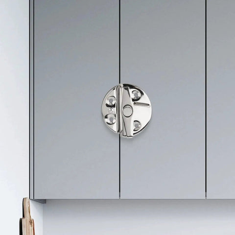 Boat hatchway turn-button latch, round plate, marine-grade 316 stainless steel