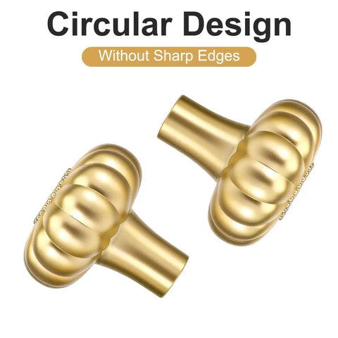 Circular design gold cabinet knobs without sharp edges, part of Six Pack Gold Cabinet Knobs with Brushed Brass Finish for Dresser and Drawer Doors.