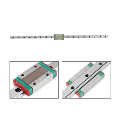 Compact MGN12H Miniature Linear Guide Rails 1pc Set, 450mm Long 12mm Wide With Sliding Block, 4 Point Contact