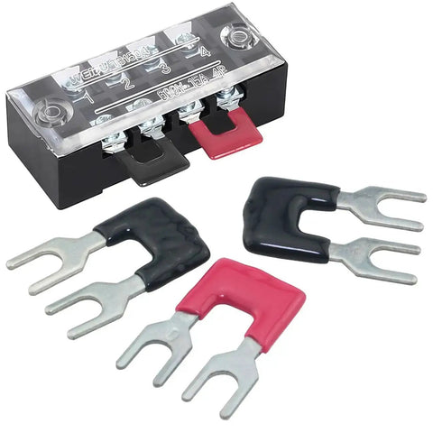 12 Pack Jumper Terminal Block TB 1502 Short Circuit Side Plug-In Connectors Black Red 0.35 Inch Pitch with conductors