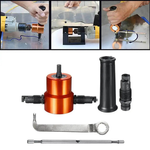 Double Head Sheet Metal Cutter Nibbler Drill Attachment For Home DIY And Auto Repair Cuts Straight Curves And Circles In 14 Gauge