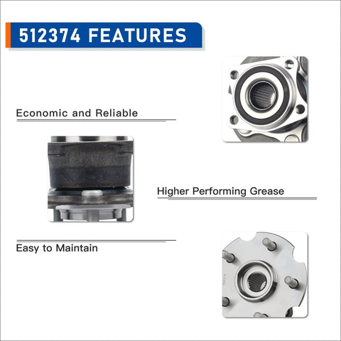 Rear Wheel Hub Bearing Assembly Fits 2015-2017 Lexus NX200t, 2018-2019 NX300, 2015-2019 NX300h, 2006-2018 Toyota RAV4 features chart