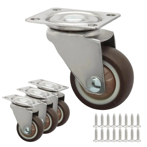 1.5 Inch Caster Wheels 4 Pack Low Profile No Noise Mini Swivel Casters With 360 Degree Top Plate for Small Furniture