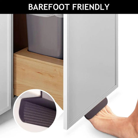 1 Pack Under Cabinet Foot Pull Opener 4 Inch Matte Black Hands Free Toe Pull With Adhesive And Screws in use on cabinet