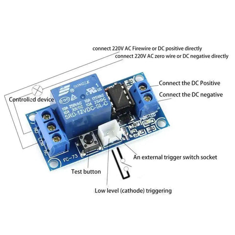 Two Pack 12V Single Bistable Self-Locking Relay Module Push To Start And Stop With Low Level Trigger, Easy Hookup
