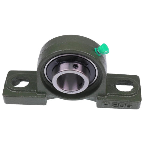 1-1/8 Inch Bore Pillow Block Bearing Set Compatible With AMI UCP206-18, Browning VPS-218, green metal housing, front view