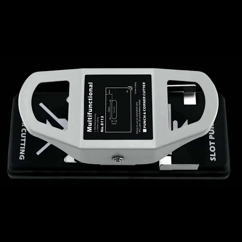 2-In-1 Slot Hole Punch For Paper And PVC Cards - Heavy Duty All Metal Corner Rounding And Slot Punch Tool, top view