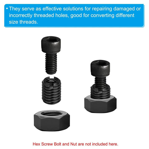 PATIKIL thread adapter sleeve reducing nut set, black metal, M10xM6 male-to-female, 6 pcs