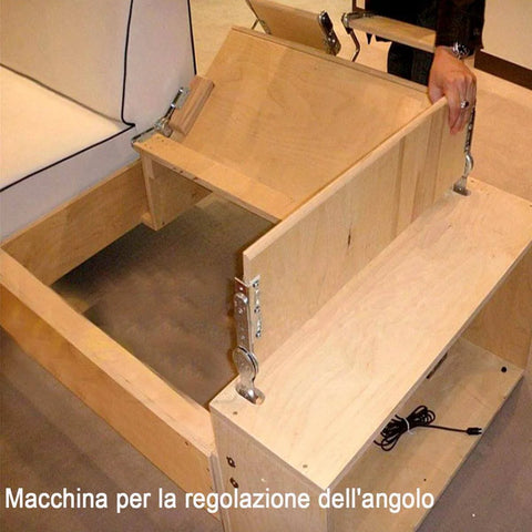 Installation of concealed hinge recliner gear adjustment hardware for folding sofa beds with multi-angle system