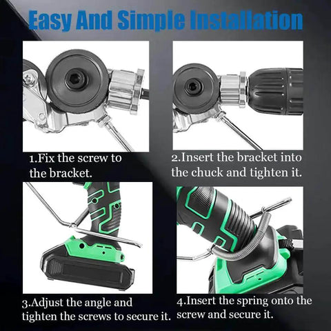 Installation steps for the nibbler kit that turns any drill into a pro sheet metal cutter with burr-free precision cuts 3 to 5X faster.