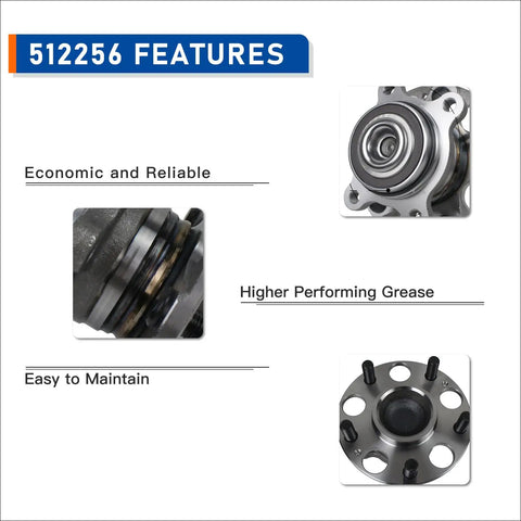 Rear Wheel Bearing Hub Assembly 512256 compatible with Acura CSX 2006-2010 and Honda Civic 2006-2011 EX Si, 5-lug design features