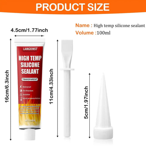 Extreme Heat Silicone Sealant For Grills And Ovens, Waterproof And Insulating Adhesive With High Arc Resistance, 100Ml tube and applicator