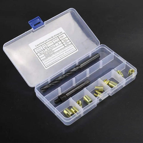 12 Piece M8 X 1.25 Thread Repair Kit With Self Tapping Inserts For Automobiles Rail Cars Home Appliances And Machinery in plastic case