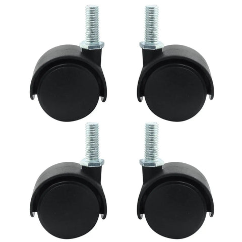 4 Pack 1.5 Inch Black Plastic Swivel Caster Wheels With M8 Threaded Stem Replacement For Chairs And Furniture Without Locking Brakes M8 20mm Threaded