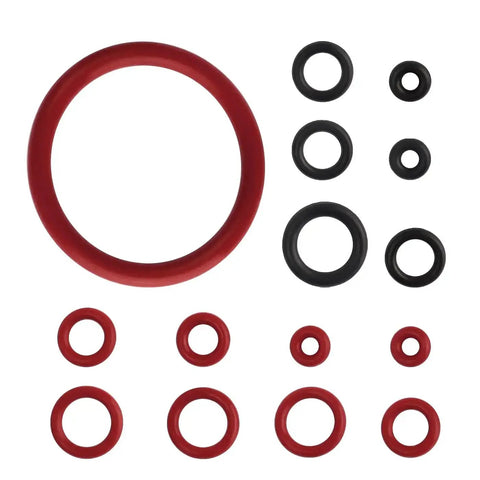 60 Piece Silicone O Ring Kit For Espresso Machines With 15 Sizes Of Food Grade Seals And Gaskets Replacement O Rings Nozzles And Gaskets Fits Saeco Philips Gaggia Spidem And Most Home Coffee Makers For Quick Easy Maintenance shown in various sizes and colors.