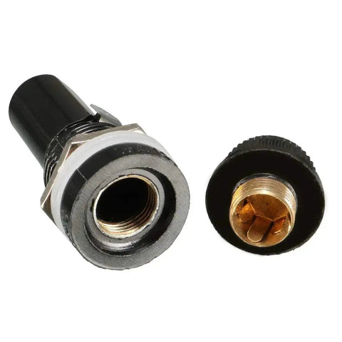 Panel Mounted Fuse Holder 6mm X 30mm For 6x30mm Fuses 10A 250V Screw Cap And Solder Lug Terminals Black Plastic And Metal Construction Rugged 2 Pack