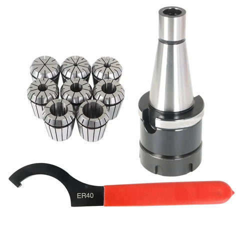 Beefy 10-Piece Collet Chuck Set With NMTB 40-Taper, Box Included, Fits CNC Milling Machines And Engraving Lathes, 2 To 26 mm Clamping Range