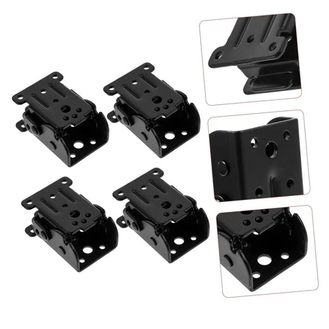 Four Pack Folding Rack And Table Hinge Set For Space Saving Easy Install High Load Capacity Durable Chair And Furniture Hinges displayed in black.