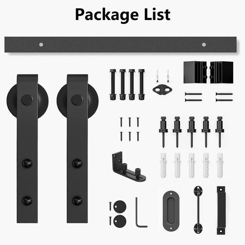 Workhorse Heavy Duty Barn Door Hardware Kit 5 Ft Sliding Door Track Set With Floor Guide And Two Handles With Lock components