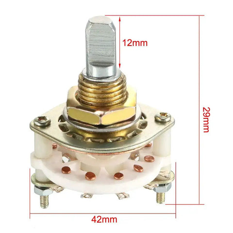 Band Selector Rotary Switch 1 Pole 10 Position 1 Deck With Plastic Knob For DIY Electronics Audio Control Panels, detailed size view