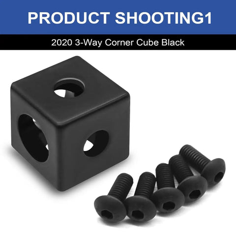 8 Pack 2020 Corner Cube M6 Black Connectors For V Slot Aluminum Extrusion, 24 M6 Screws Included, hardware and corner brackets