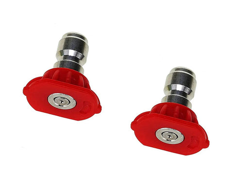 Pressure Washer Nozzle Tips Kit 2-Pack 0 Degree Red Quick Connect 1/4 Inch Pivoting Coupler With Stainless Steel And Brass Tips
