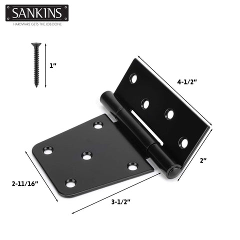 Heavy Duty Gate Hinges Three And A Half Inch Black Iron With Rust Resistant Powder Coat And Galvanized Finish Includes Screws