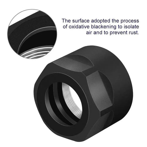 ER16A Collet Nuts Set For CNC Milling And Engraving Machines Hex Clamping Nuts 5 Pieces With M24x1.0 Thread Grade 45 Steel Anti Rust Black Oxide Finish Pro Grade Tool Holding For ER16 Collet Systems