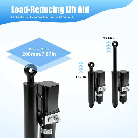 Two black 12V 2T heavy-duty hydraulic actuators with mounting brackets