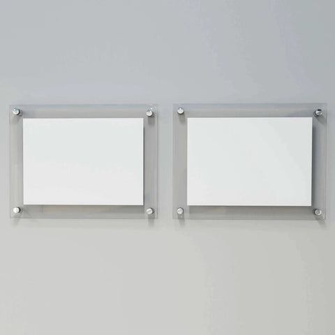 Wall display with Half Inch Diameter Two Inch Stainless Steel Standoff Screws For Wall Mount Sign Holders Elevating Acrylic Signage Ten Pieces