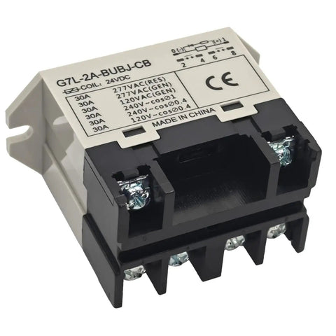 General Purpose Relay With Built In Test Button 24 VDC Screw Terminal Connections Upper Bracket Mount DPST No Contacts Class B Insulation