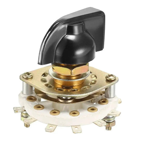 1 Pole 6 Position Band Channel Rotary Switch With Plastic Knob 7 Pins For DIY Electronics Projects, black knob, side view