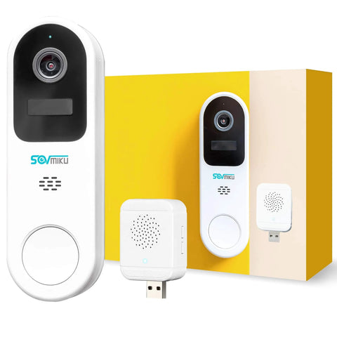 2K Smart Video Doorbell With Chime And Battery Powered Wireless Security Camera, Audible Alarm, 2.4GHz WiFi
