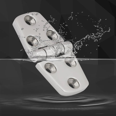 Laorde 316 stainless steel marine hinge, angled view, 3 x 1.5 in, heavy duty boat hatch hinge, 4-pack with screws