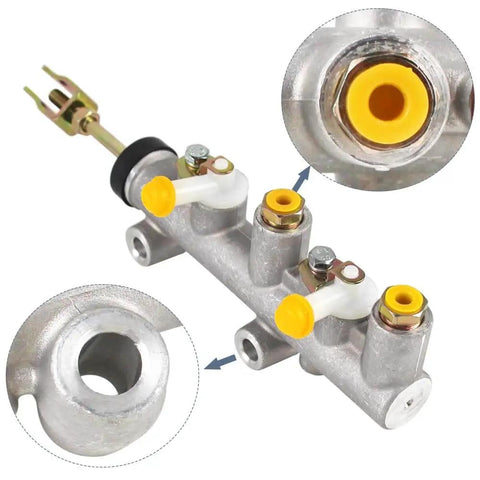 Brake Master Cylinder Assembly For Emerge Golf Carts E2 And E4 Replacement Replaces 1007491 1007840 with yellow fittings.