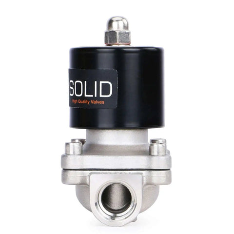 3/4 Inch Stainless Steel Electric Solenoid Valve 12V DC NC For Air Water Fuel With Viton Seals, front view