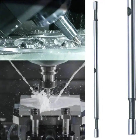Portable Sheet Metal Nibbler Cutter Drill Attachment in action and close-up, double head tool cutting thick metal, stainless build.