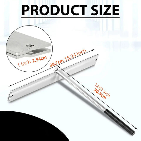 Sheet Metal Folding Hemming Tool For Standing Seam Roofs Long Handle Bender with 1 inch deep bend size diagram