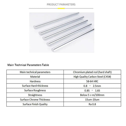 Pro Grade 6mm x 300mm Chrome Plated Linear Motion Shaft Rods, 2 Pcs, Smooth Guide Rail for 3D Printer CNC DIY Projects, chrome rods display