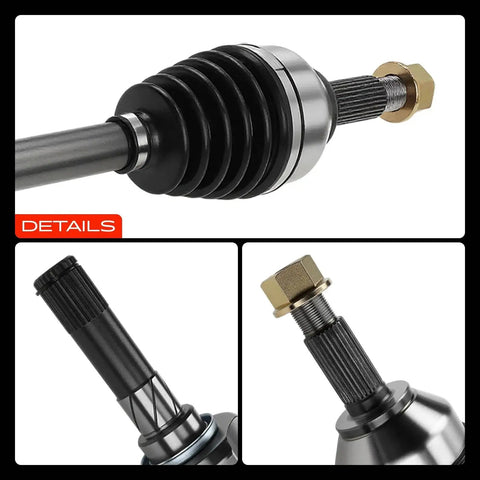 Front CV Axle Shaft Assembly Pair For Nissan Rogue AWD 2008-2013 And Rogue Select AWD 2014-2015, close-up of axle details