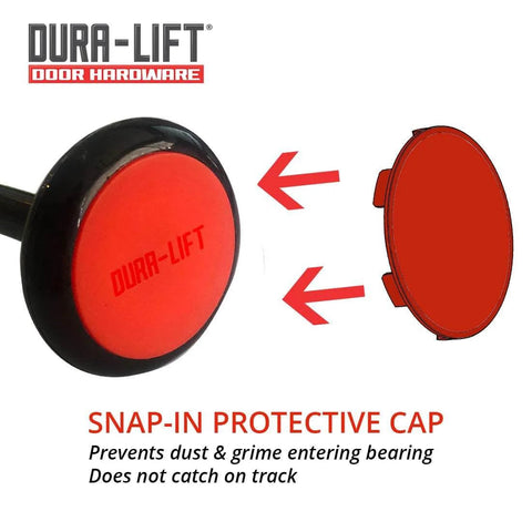 Close-up of snap-in protective cap for Quiet 2 In Sealed Nylon Garage Door Roller With 4 In Corrosion Resistant Stem 10 Pack.