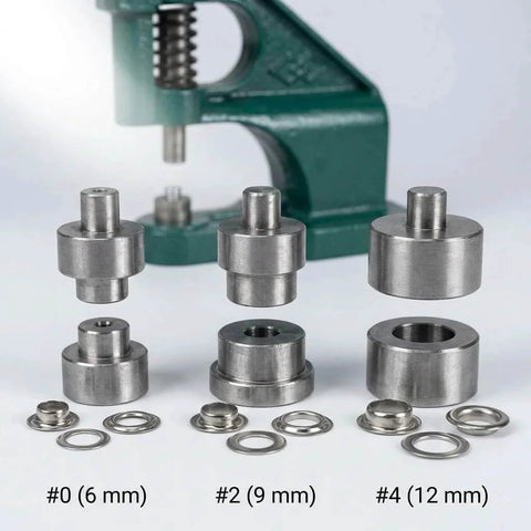 Heavy Duty Hand Press Eyelet Grommet Kit With Three Die Sizes 0 2 4 And 1500 Silver Grommets for Banner, Canvas, Leather